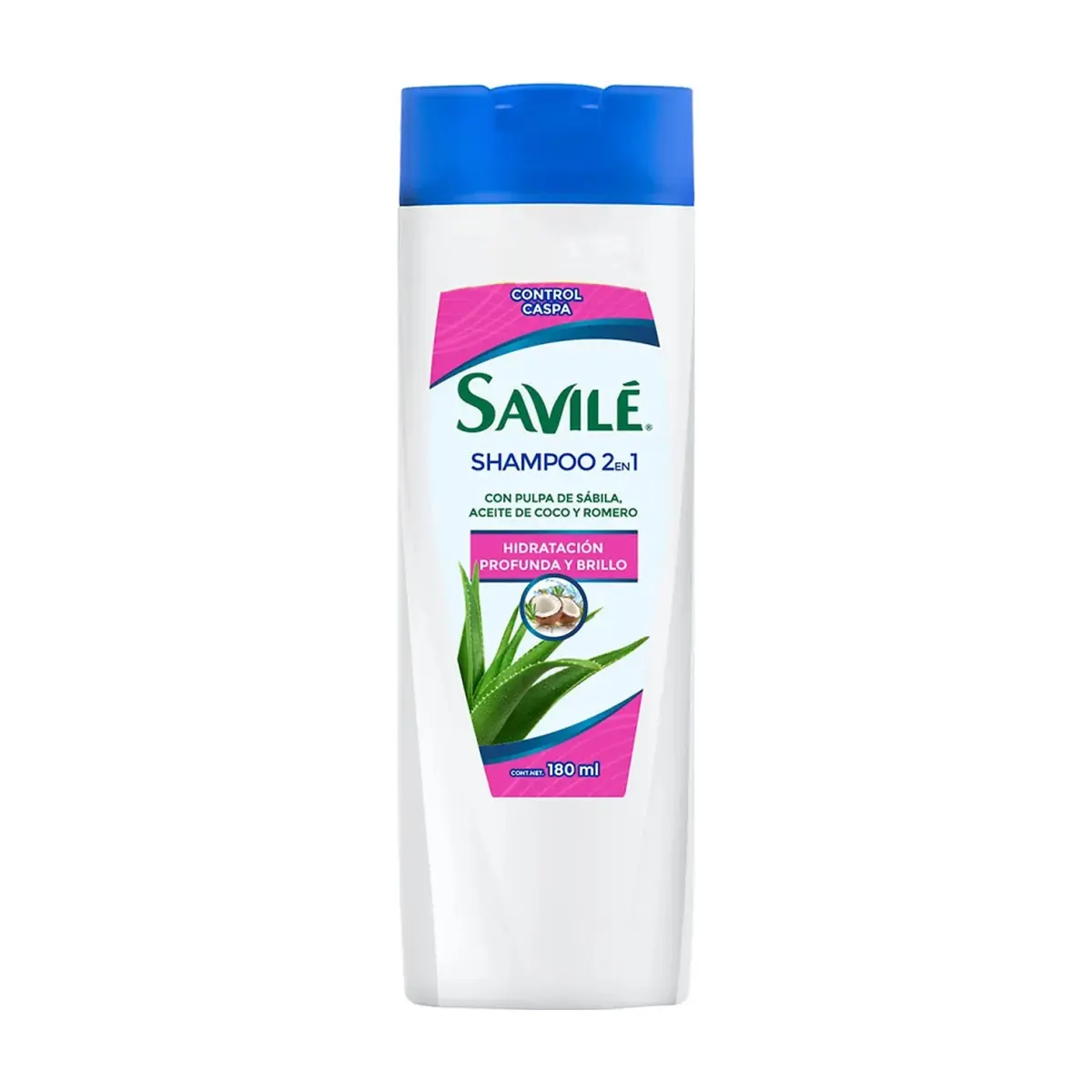 Champú control caspa con pulpa de sábila - aceite de coco y romero Savilé (180 ml)