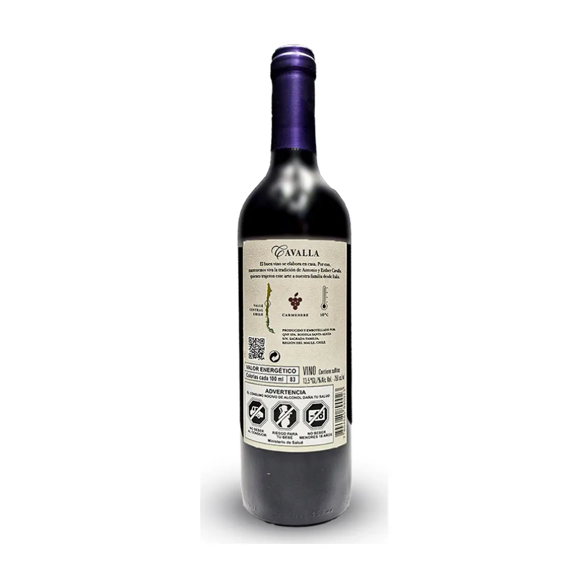 Vino tinto Carmenere Cavalla (750 ml) - Thumbnail 2