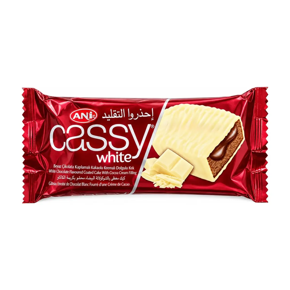 Torta recubierta con compuesto blanco a base de leche y rellena de crema de cacao Cassy (30 g / 1.05 oz) - Imagen 1