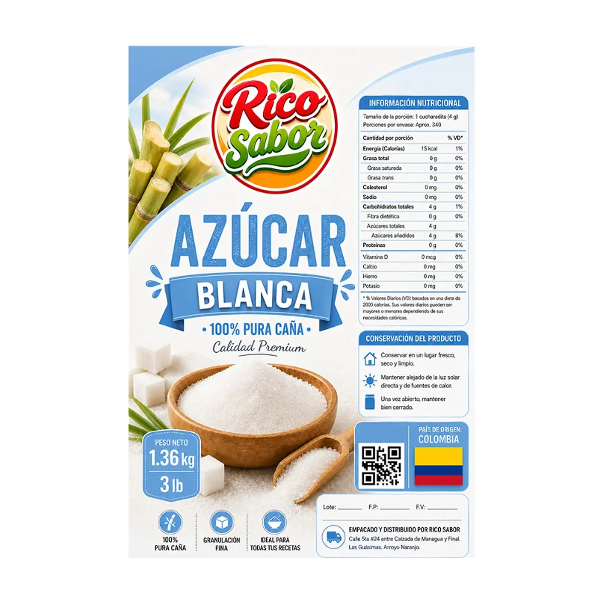 Azúcar blanca Rico Sabor (1.36 kg / 3 lb) - Thumbnail 2