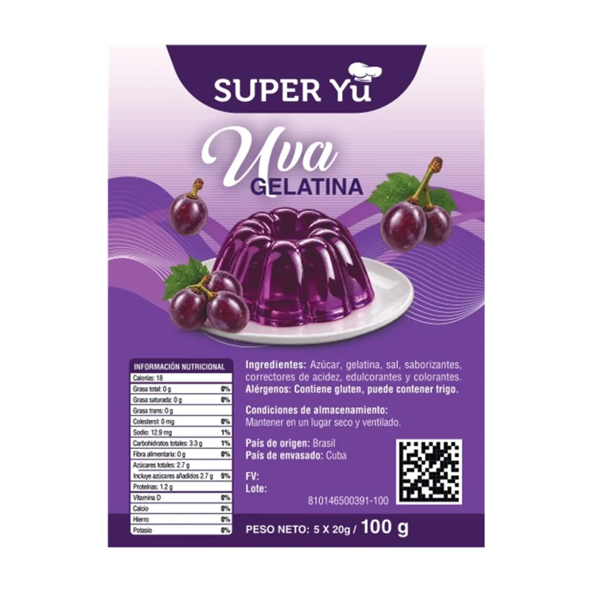Gelatina sabor uva Super Yu (100 g / 3.52 oz) - Thumbnail 2