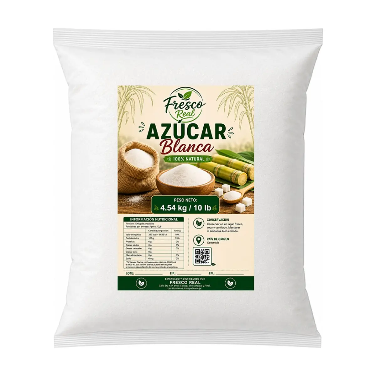Azúcar blanca Fresco Real (4.54 kg / 10 lb)