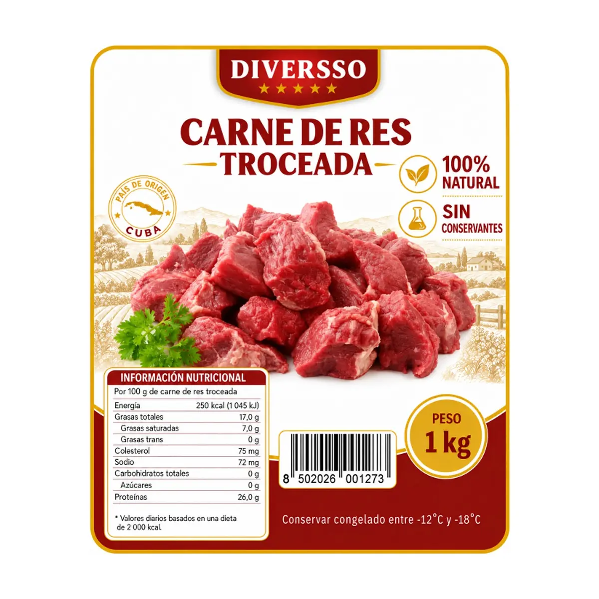 Carne de res troceada seleccionada Diversso (1 kg / 2.2 lb) - Thumbnail 4