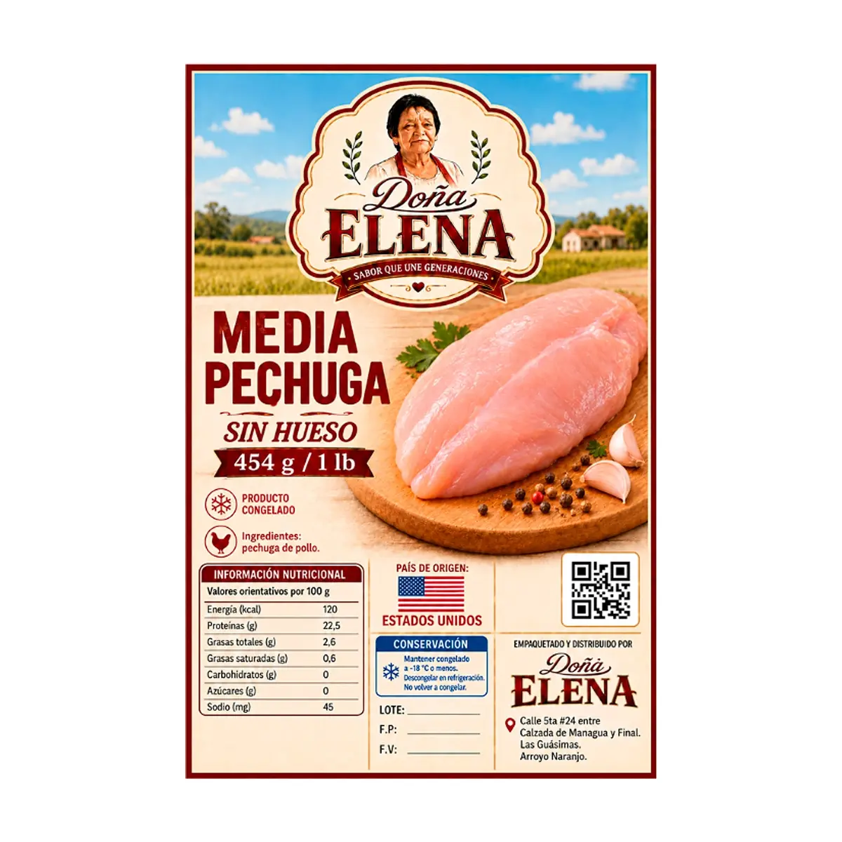 Media pechuga de pollo sin hueso Doña Elena (454 g / 1 lb) - Thumbnail 2