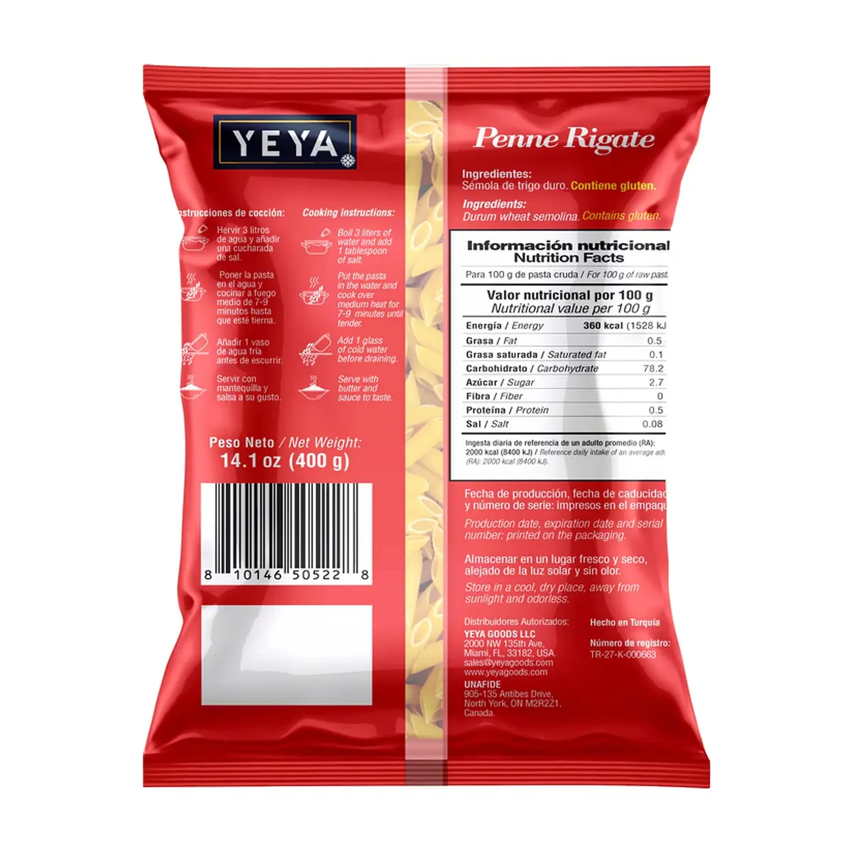 Pasta penne YEYA (6 x 400 g / 14.1 oz) - Thumbnail 2
