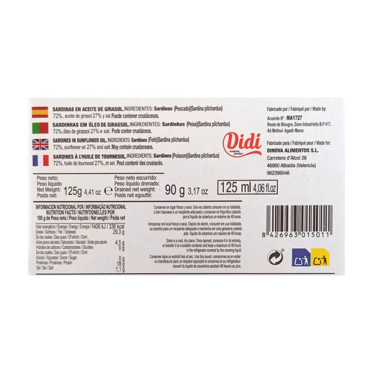 Sardinas en tomate Didi (125 g / 4.41 oz) - Thumbnail 2
