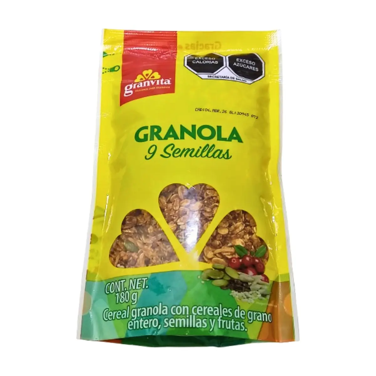 Cereal granola con cereales de grano entero, semillas y frutas Granola y Semillas Granvita (180 g / 6.3 oz)