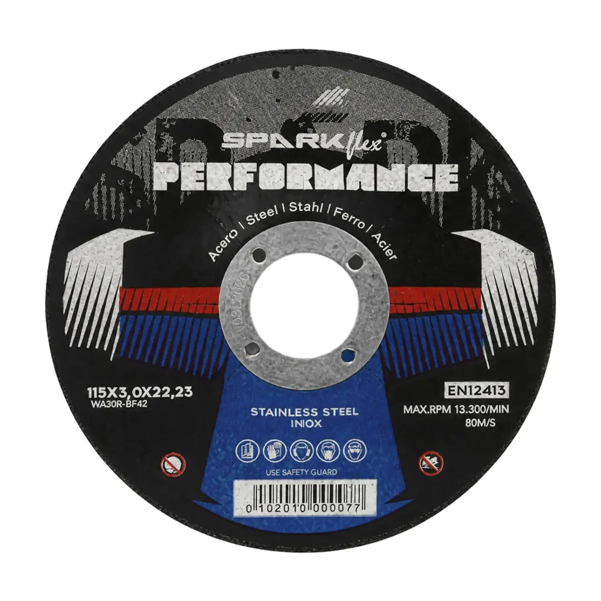 Disco de corte de acero 115 x 3 x 22.23 mm 80 m/s Sparkflex Performance - Miniatura 1