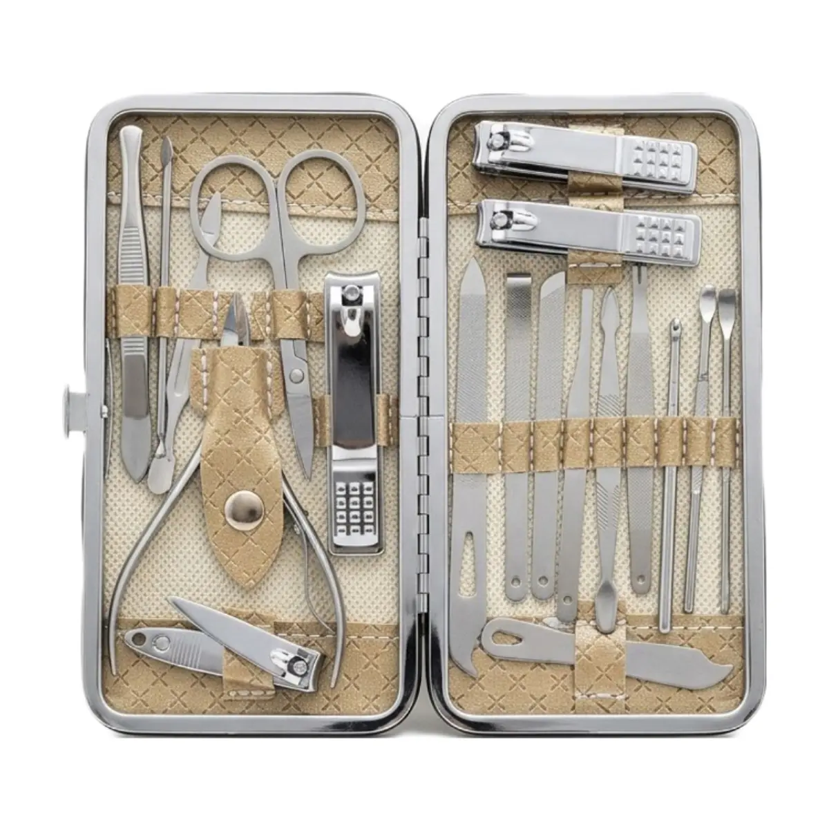 Juego de manicura y pedicura de 19 piezas con estuche rígido color crema XL Soluciones - Miniatura 2