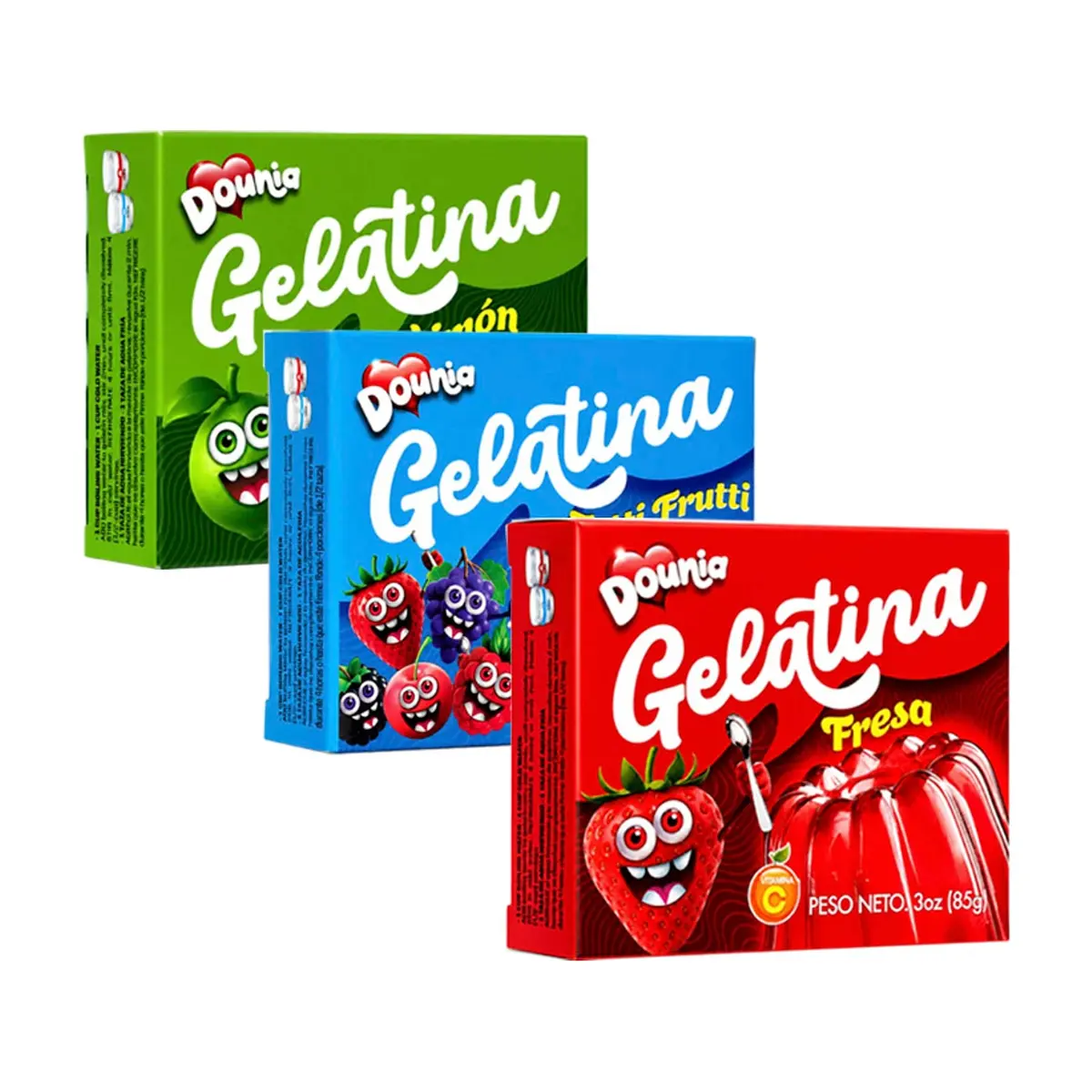Combo Gelatinas Trío Frutal – Fresa, Tutifruti y Limón - Miniatura 1