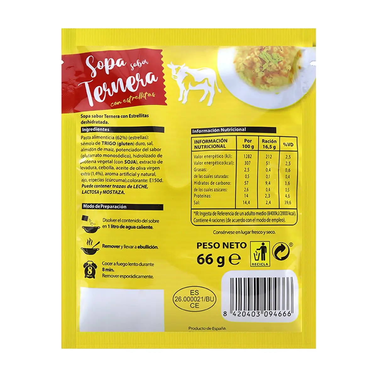Sopa sabor ternera con estrellitas Aldaketa (66 g / 2.33 oz) - Thumbnail 2