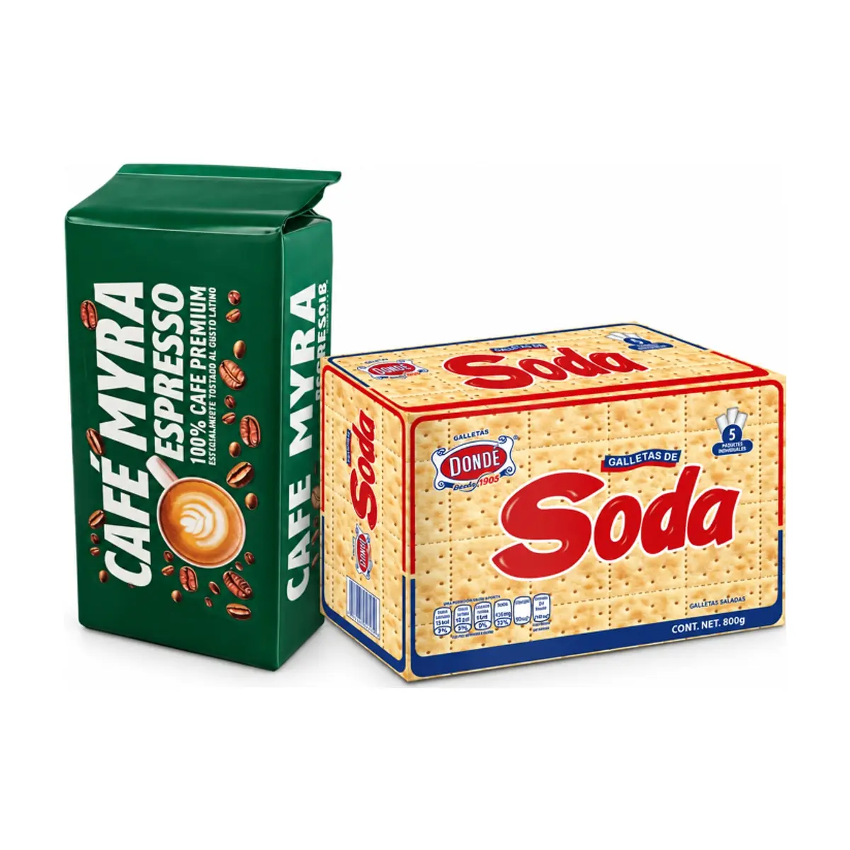 Café espresso Myra (250 g / 8.8 oz)+Galletas de soda Dondé (800 g / 1.76 lb)