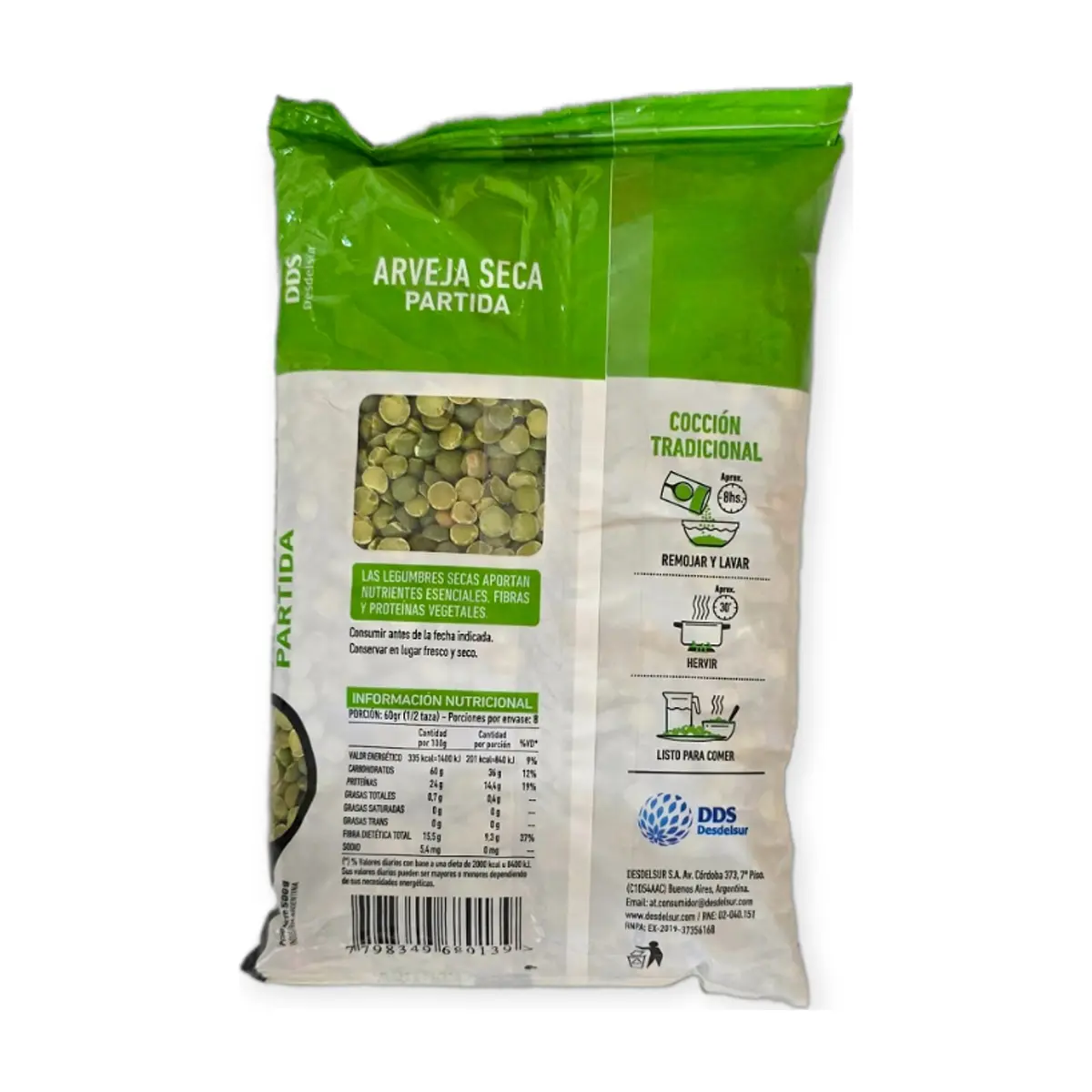 Chícharos verdes partidos DDS Desdelsur (500 g / 1.10 lb) - Thumbnail 4
