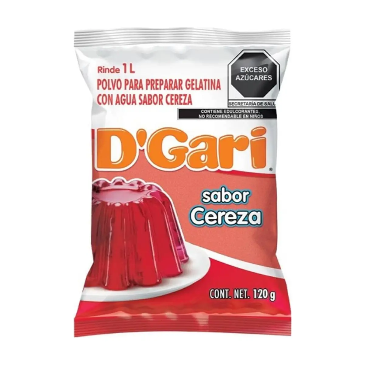 Polvo para prepara gelatina con agua - sabor cereza D'Gari (120 g / 4.23 oz) - Thumbnail 5