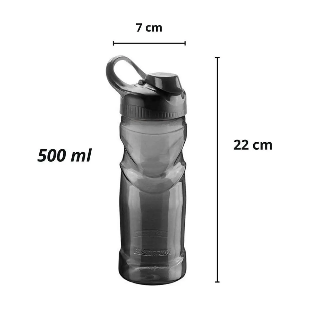 Botella deportiva plástica de 500 ml negro SR91/555 Sanremo - Thumbnail 3