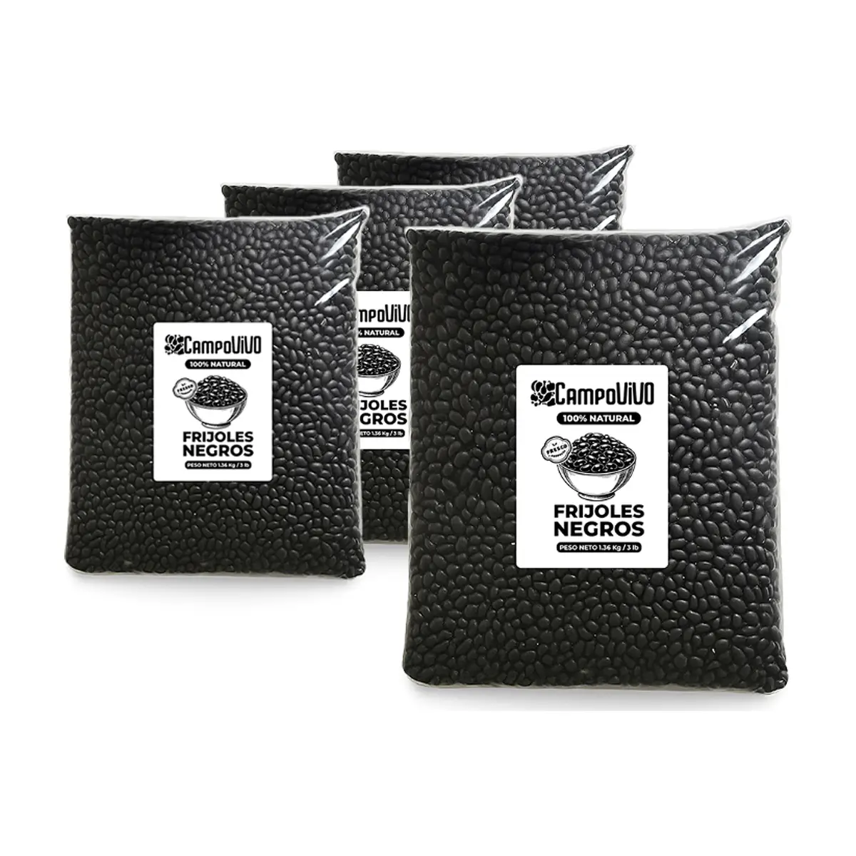 Frijoles negros Campo Vivo (4 x 1.36 kg / 3 lb)