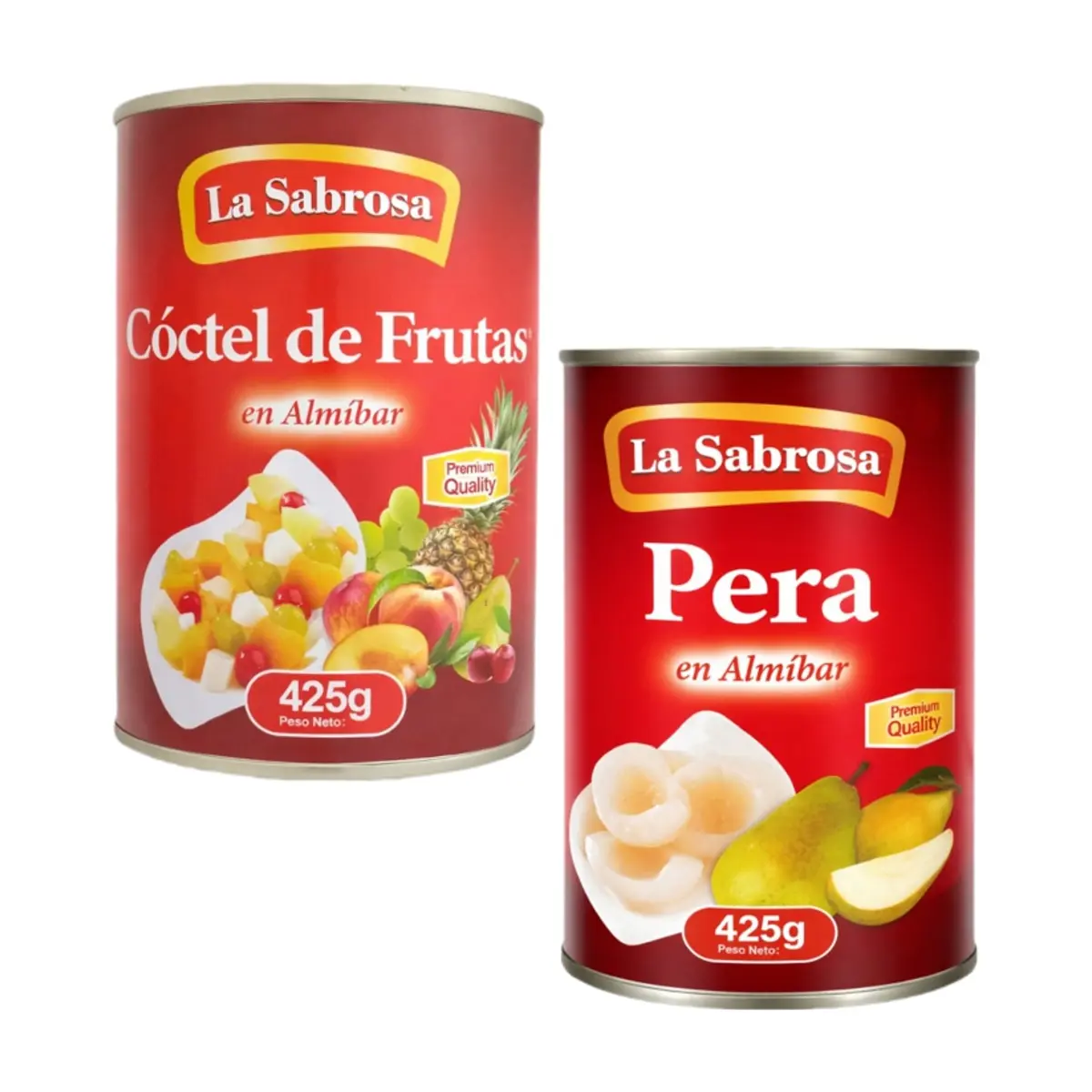 Cóctel de frutas en almíbar + Pera en almíbar