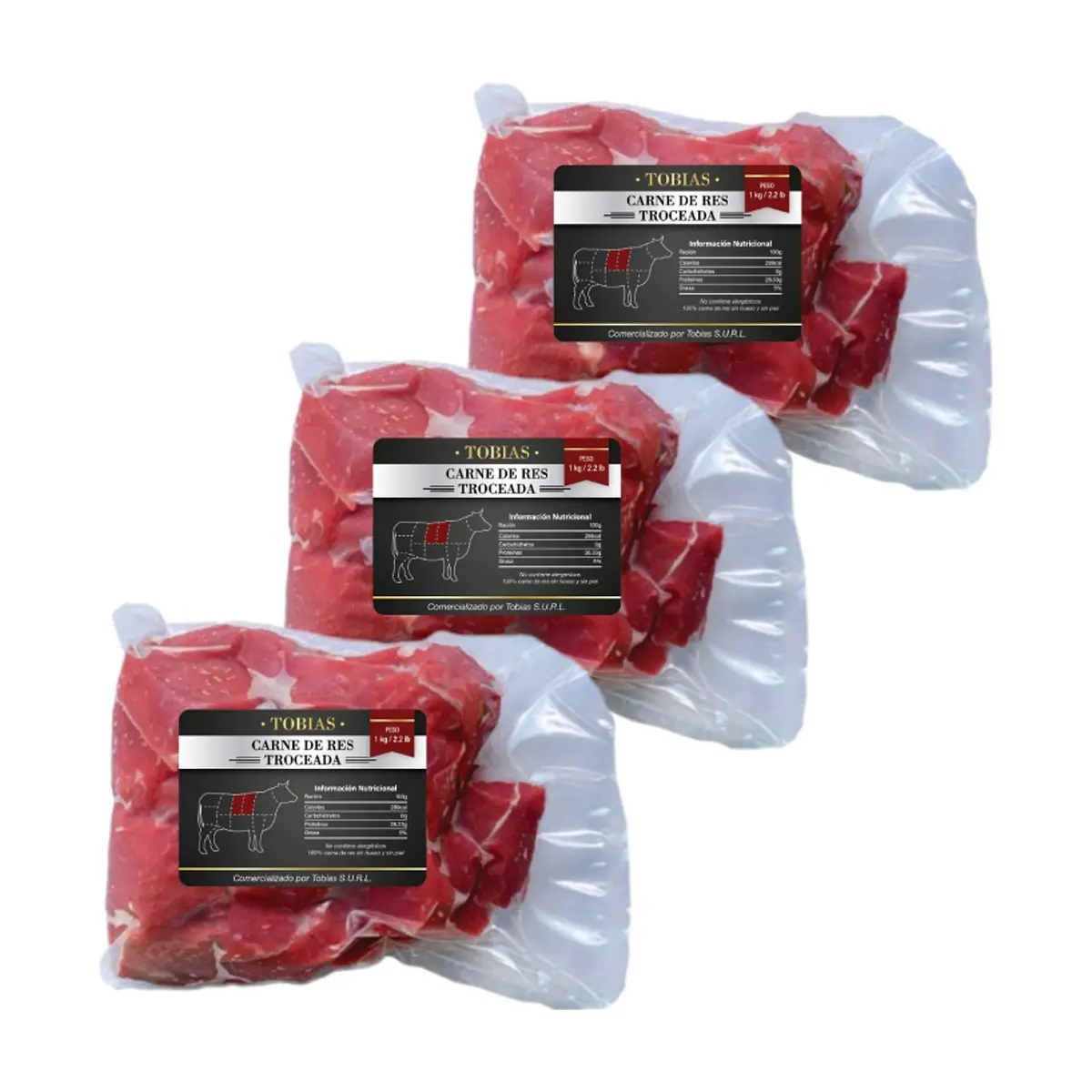 Carne de res troceada (3 x 1 kg / 2.2 lb) - Imagen 1