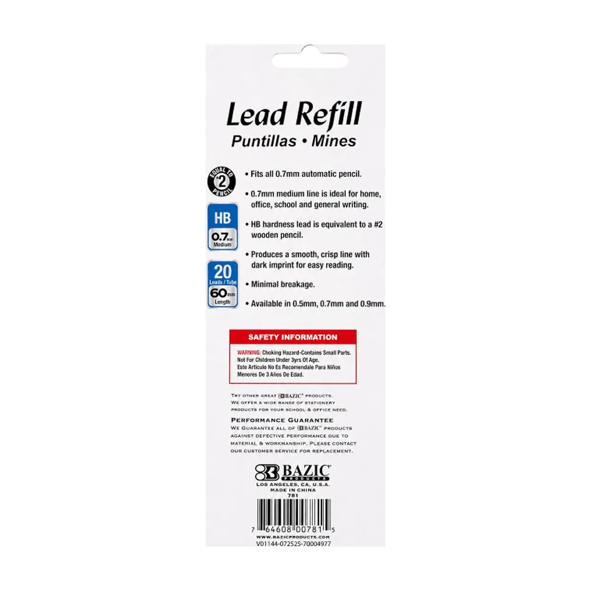 Juego de minas HB 0.7 mm Lead Refill Bazic (8 U) - Thumbnail 3