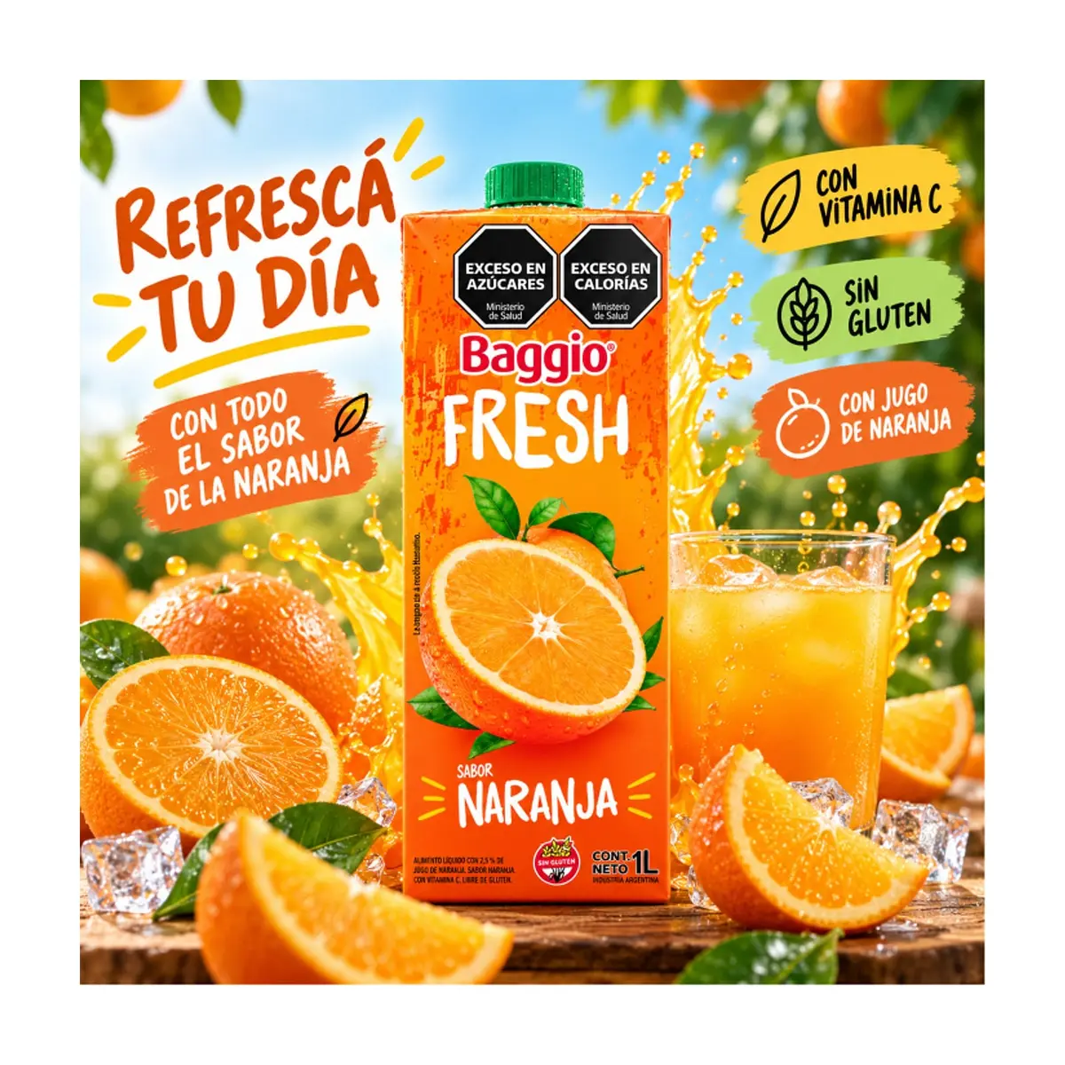 Jugo de naranja Baggio Fresh (1 L) - Miniatura 5