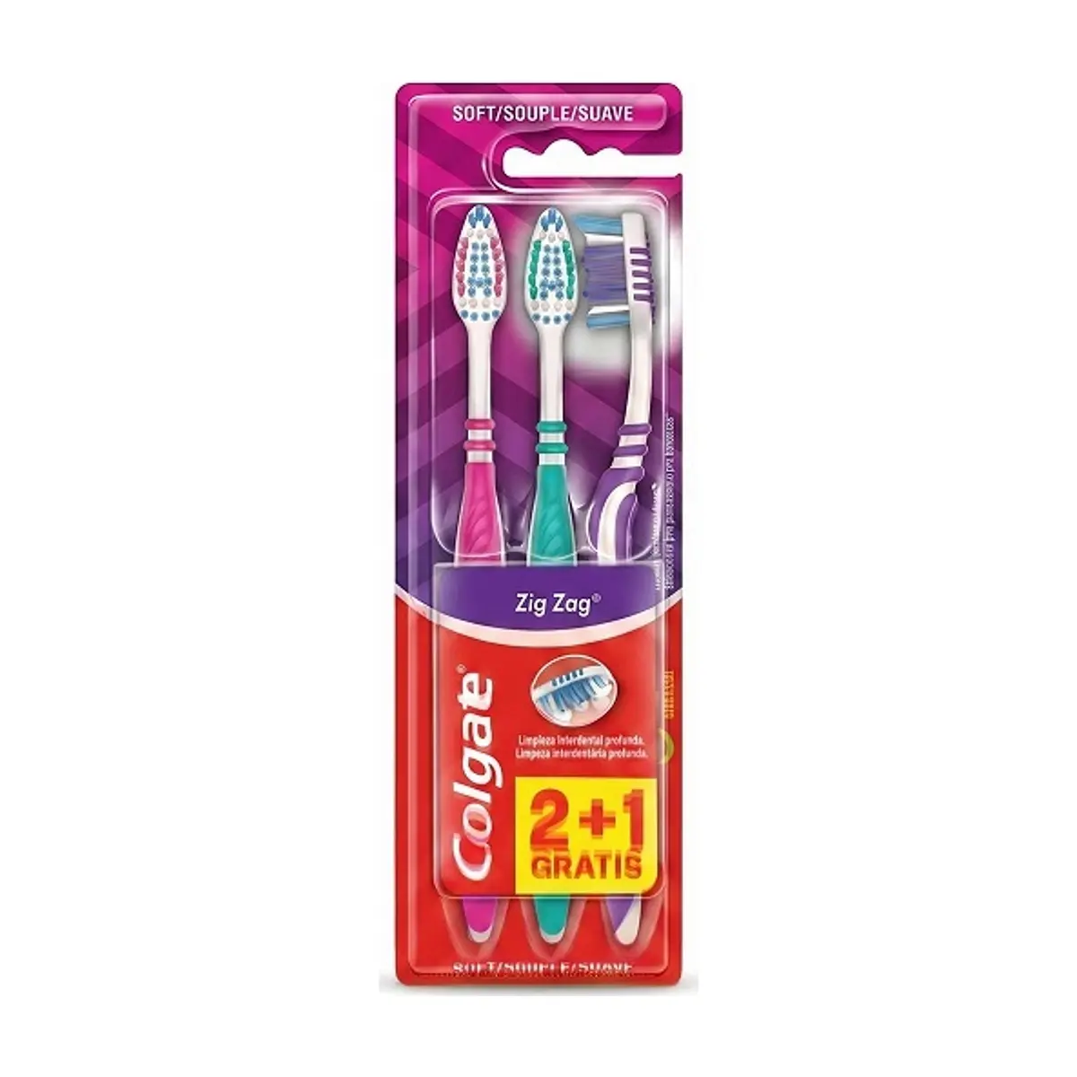 Cepillo Dental Suave Zig Zag 2+1 (3 u) COLGATE