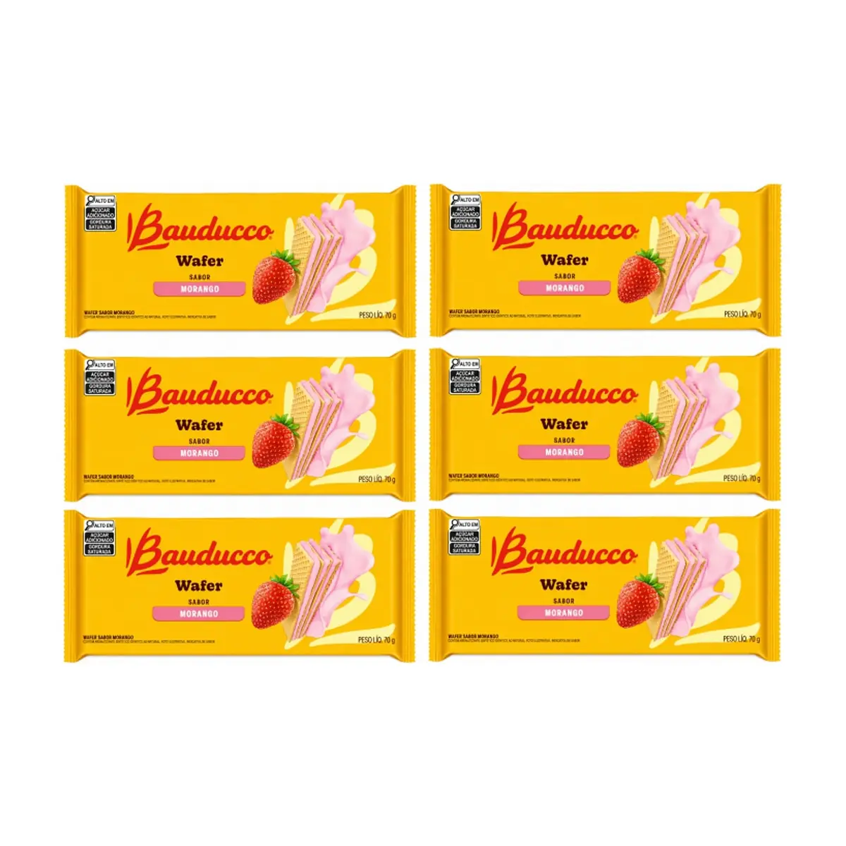 Sorbetos rellenos con crema sabor a fresa Bauducco (6 x 70 g / 2.46 oz)