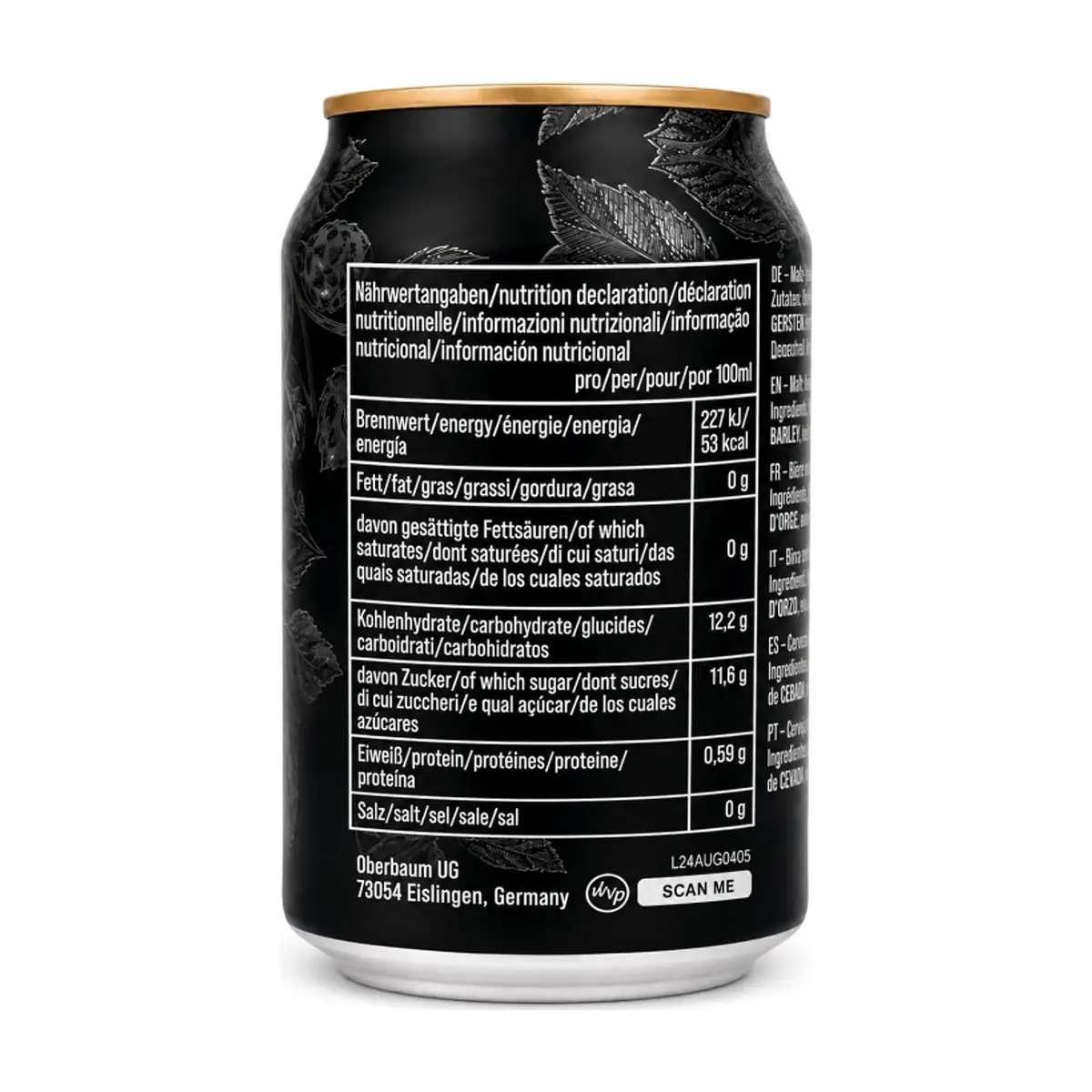 Bebida de malta sin alcohol premium Oberbaum (330 ml) - Miniatura 2