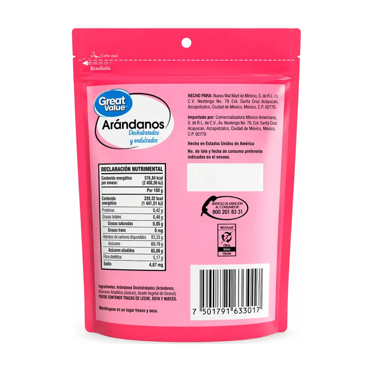 Arándanos deshidratados endulzados Great Value (170 g / 6 oz) - Thumbnail 2