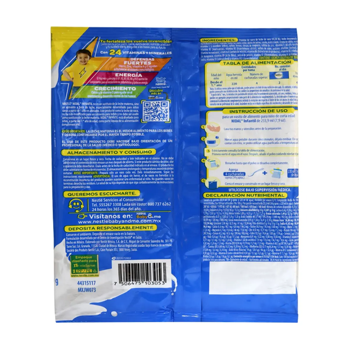 Alimento fortificado a base de leche para niños a partir de 1 año Nestlé Nidal (330 g / 11.64 oz) - Miniatura 3