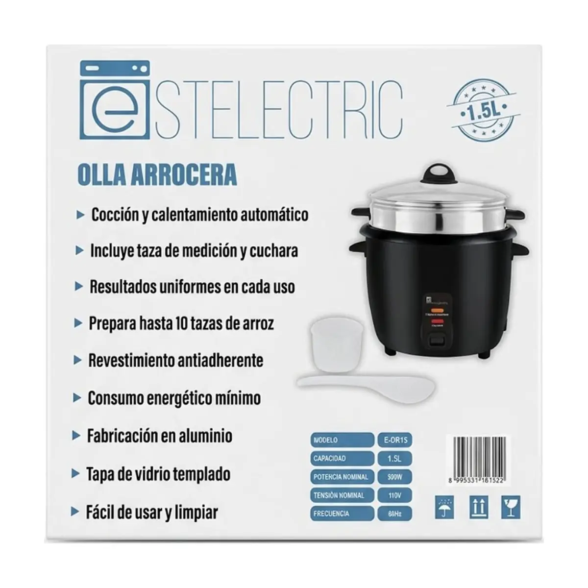 Olla arrocera con vaporera incluida 1.5L Estelectric E-OR15 - Miniatura 4