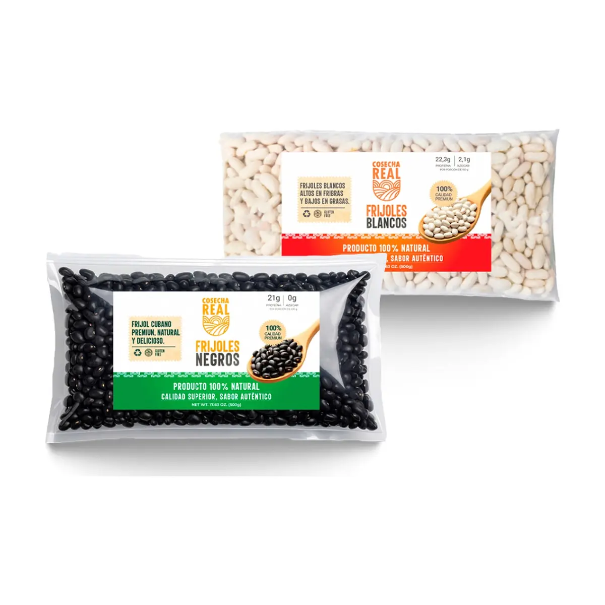 Combo de granos #16: Frijoles negros + Frijoles blancos Cosecha Real