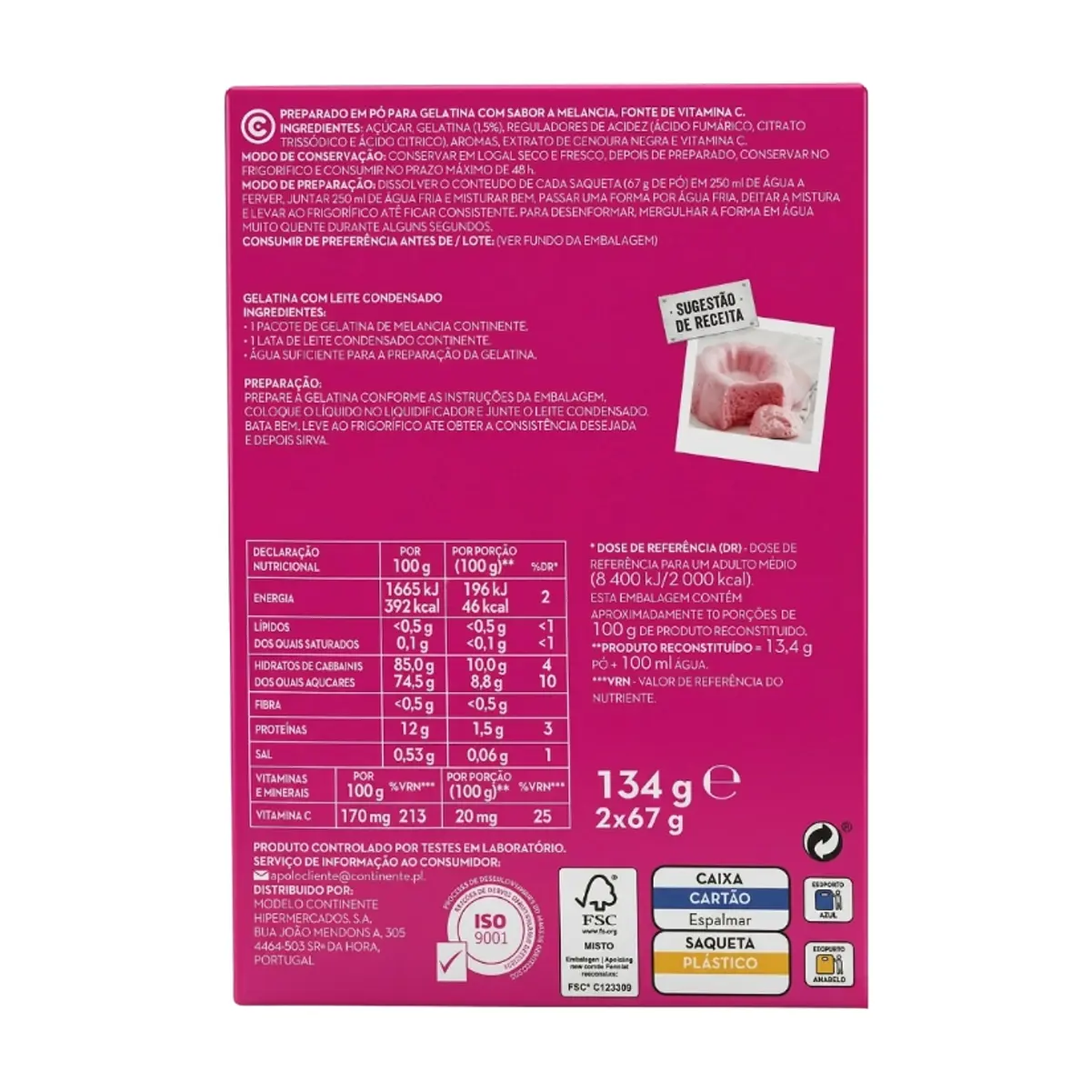 Gelatina en polvo sabor sandía Continente (2 x 67 g / 2.36 oz) - Thumbnail 2