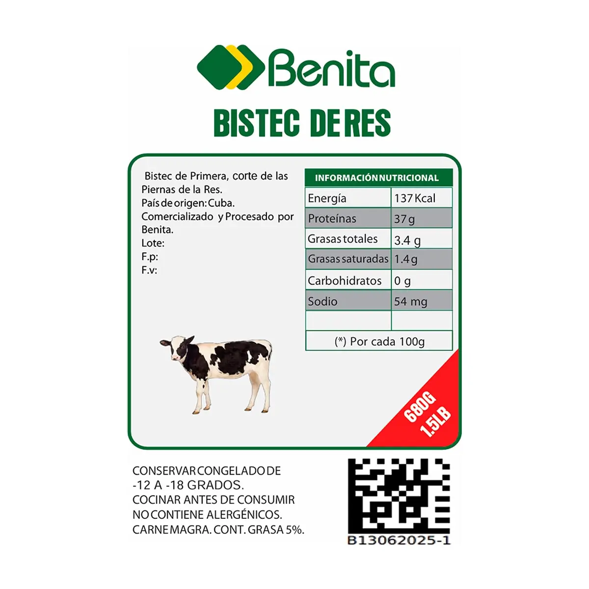 Bistec de res Benita (680 g / 1.5 lb) - Thumbnail 4