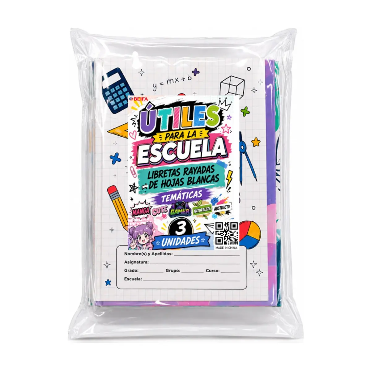 Libretas rayadas de temáticas variadas Beifa (3 U)