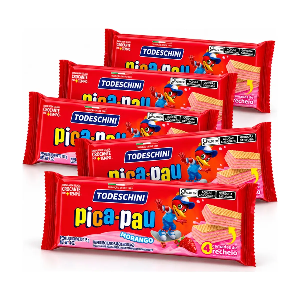Sorbeto de fresa pica-pau Todeschini (5 x 115 g / 4.06 oz)