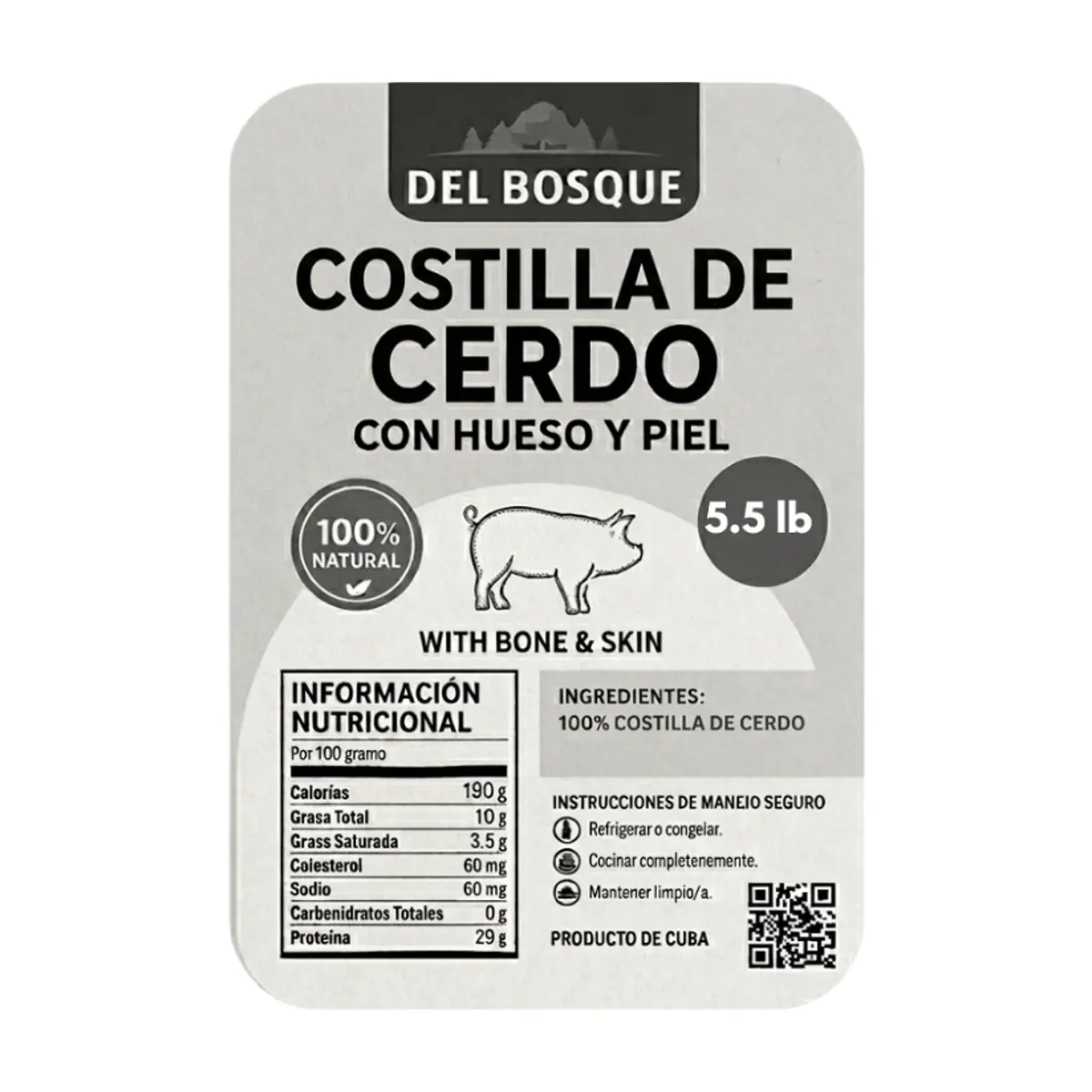 Costillas de cerdo con hueso y piel Del Bosque (2.49 kg / 5.5 lb) - Miniatura 3