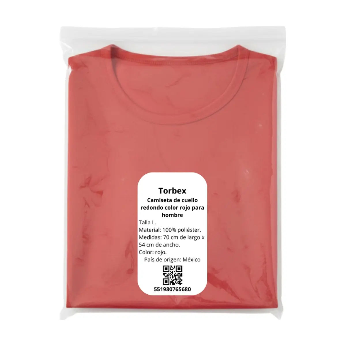 Camiseta de cuello redondo color rojo para hombre Torbex (Talla L) - Thumbnail 2