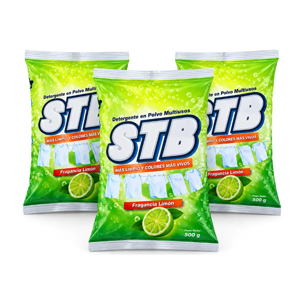 Detergente en polvo multiusos con fragancia a limón STB (3 x 500 g / 1.1 lb)