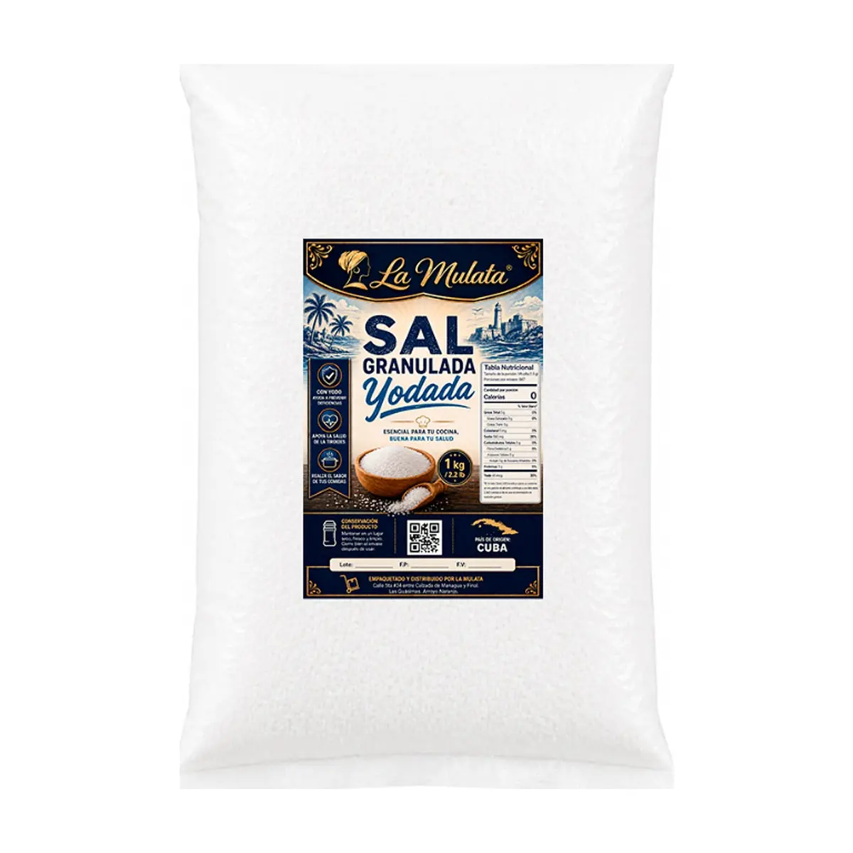 Sal granulada yodada La Mulata (1 kg / 2.2 lb)