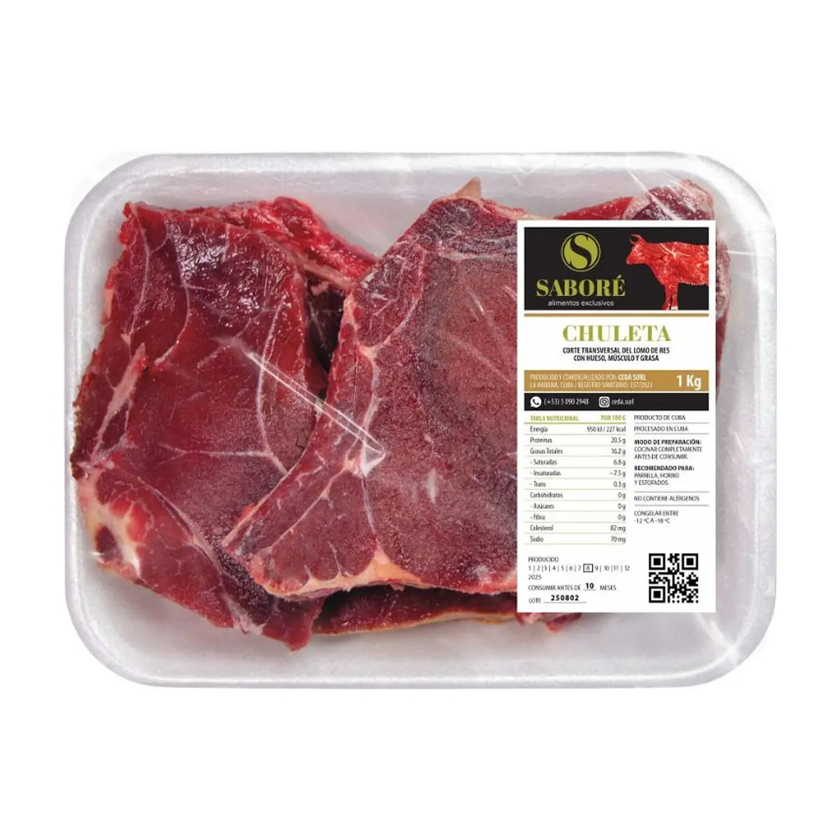 Chuleta de res con huesos Saboré (1 kg / 2.2 lb)