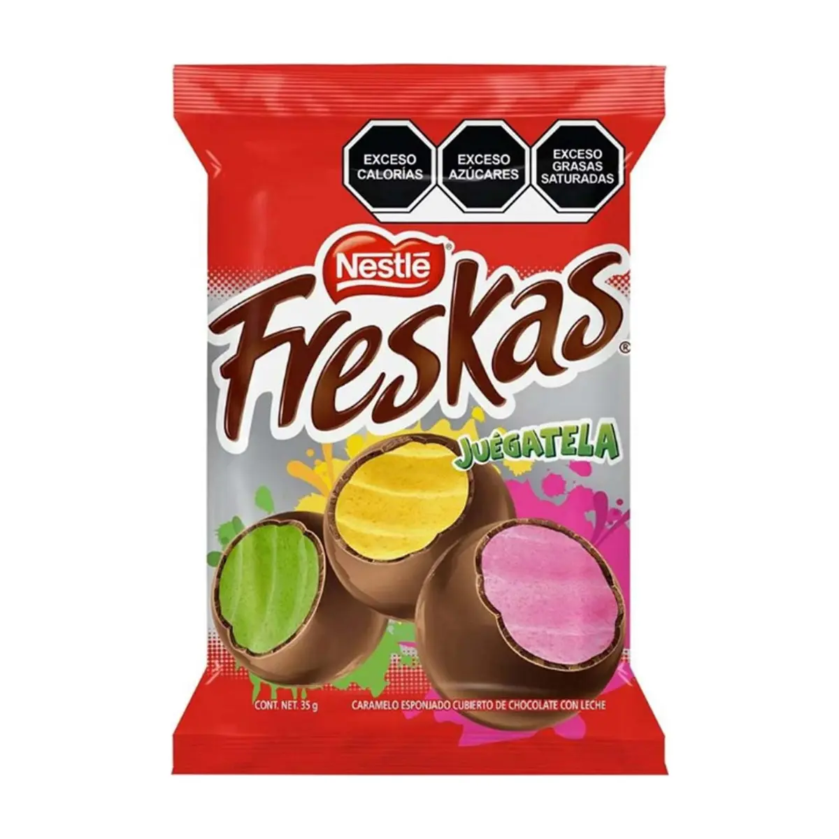 Caramelo esponjado cubierto de chocolate con leche Juegatela Freskas Nestlé (35 g / 1.23 oz)