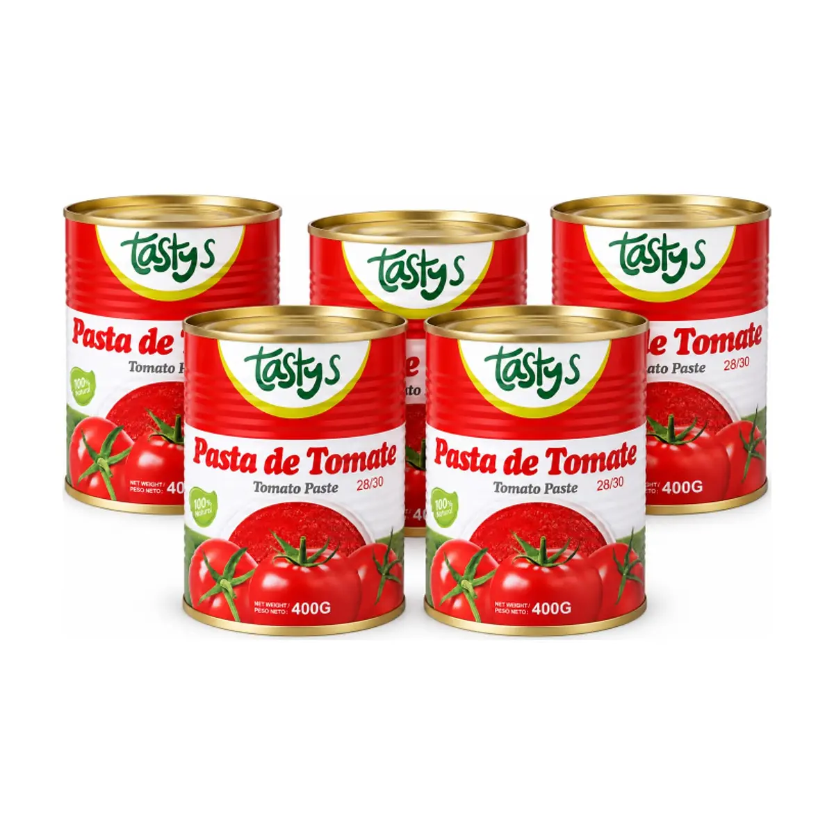 Pasta de tomate Tastys (5 x 400 g / 14 oz) - Imagen 1