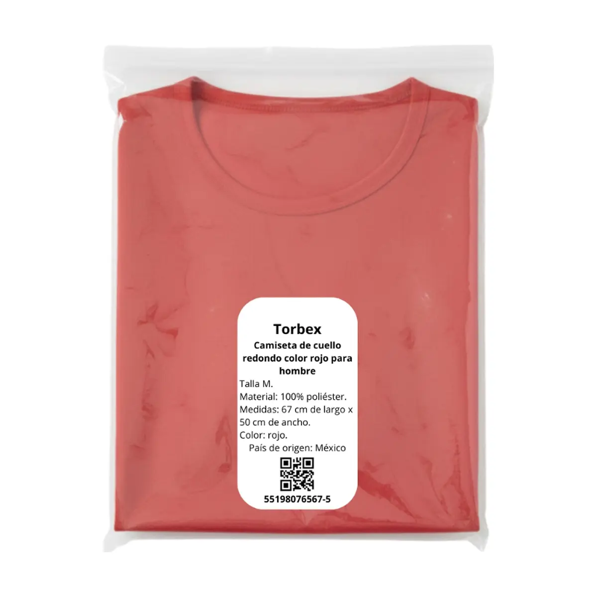 Camiseta de cuello redondo color rojo para hombre Torbex (Talla M) - Thumbnail 4