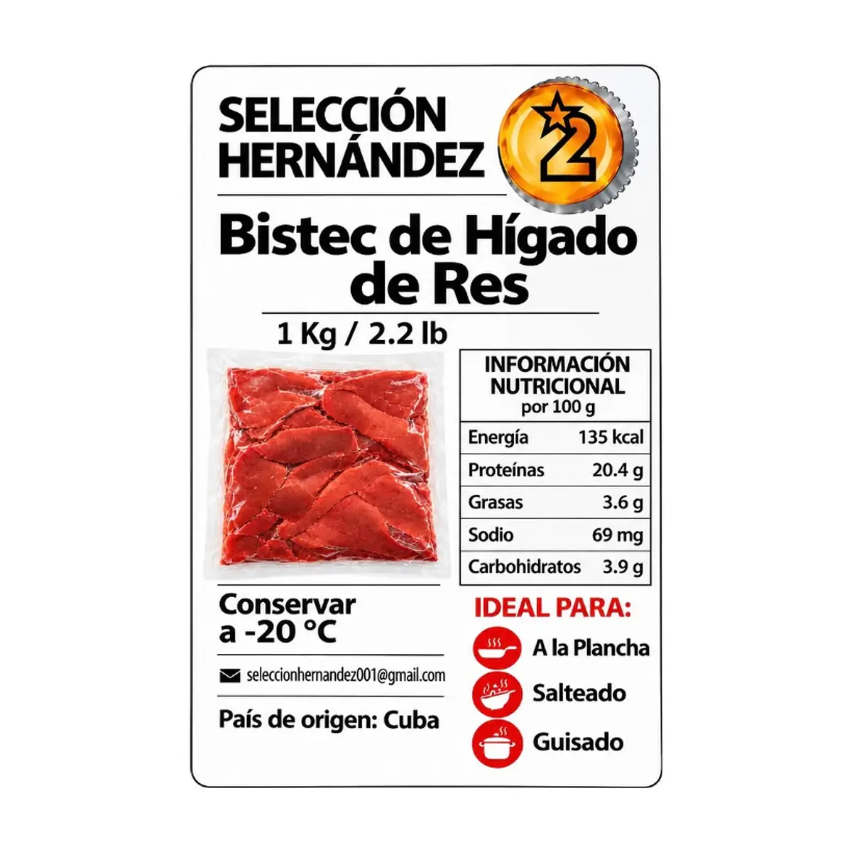 Bistec de Hígado de Res Selección Hernández (1 kg / 2.2 lb) - Miniatura 3