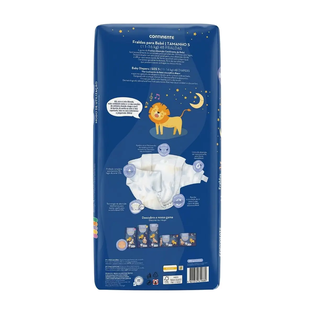 Pañales Absorbentes para bebés de 11 - 16 kg, Talla 5, Continente do Bebé (48 U) - Thumbnail 2