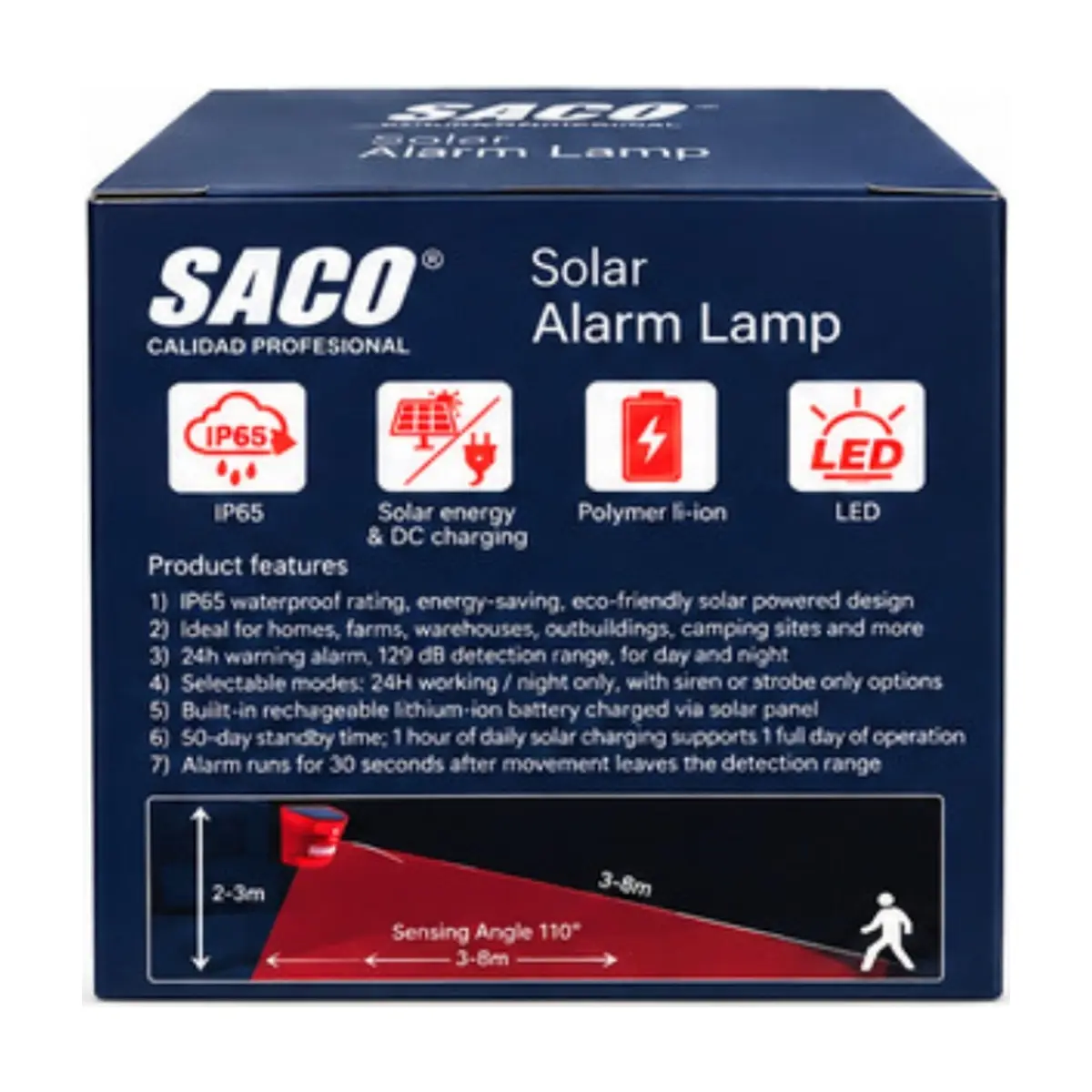Alarma solar de luz y sonido con sensor de movimiento Saco - Miniatura 4