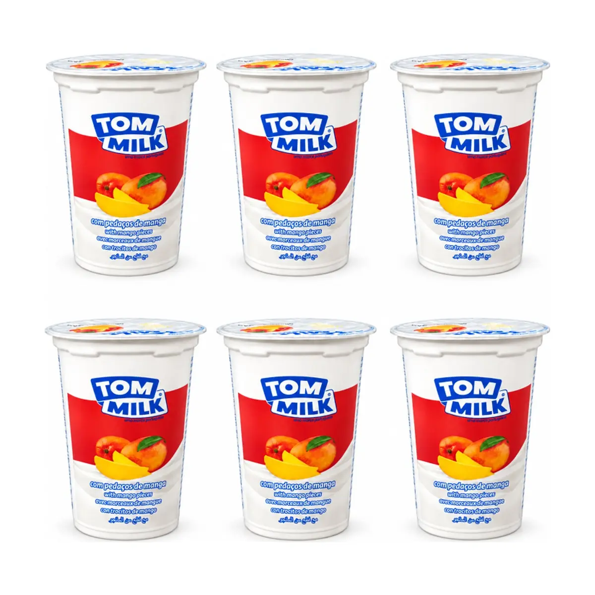 Yogurt pasteurizado sabor mango con trocitos de frutas Tom Milk (6 x 500 g / 1.10 lb)