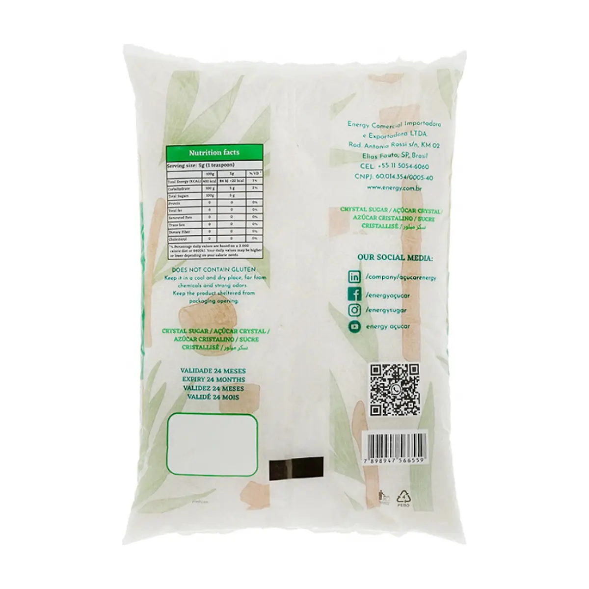 Azúcar blanca cristalina Energy (3 x 1 kg / 2.2 lb) - Miniatura 2