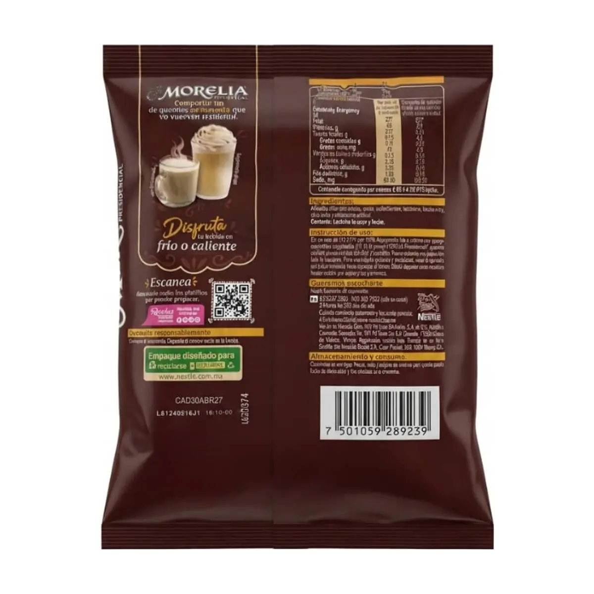 Alimento en polvo para preparar bebidas sabor chocolate Morelia Presidencial (155 g / 5.46 oz) - Thumbnail 2