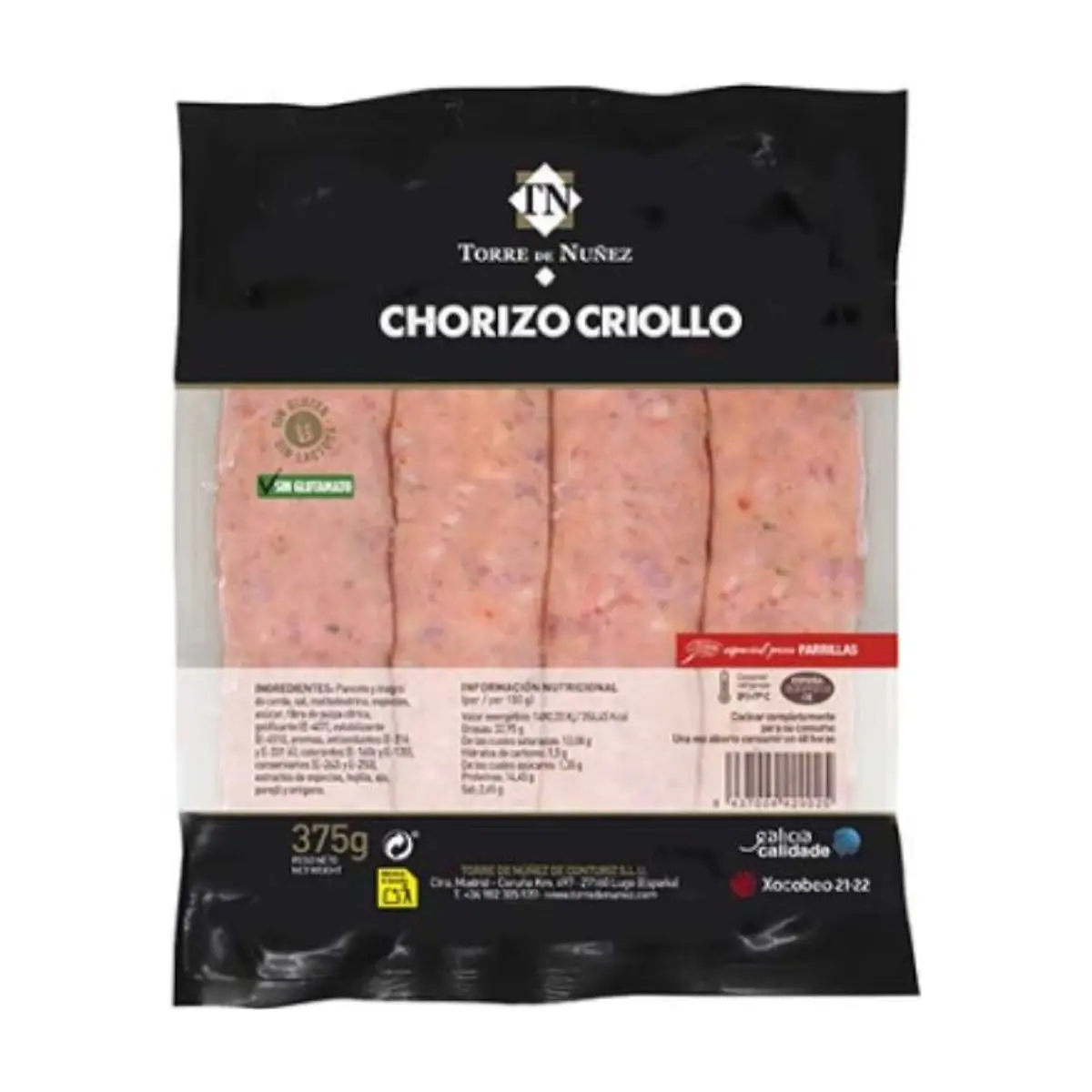 Chorizo Criollo Congelado (375 gr) TORRE DE NUÑEZ - Imagen 1